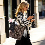 Load image into Gallery viewer, 2 Pack Leopard Canvas Tote Bag and Makeup Bag, Leopard Print Tote Bags, Canvas Handbag Gift for Women Work Shopping